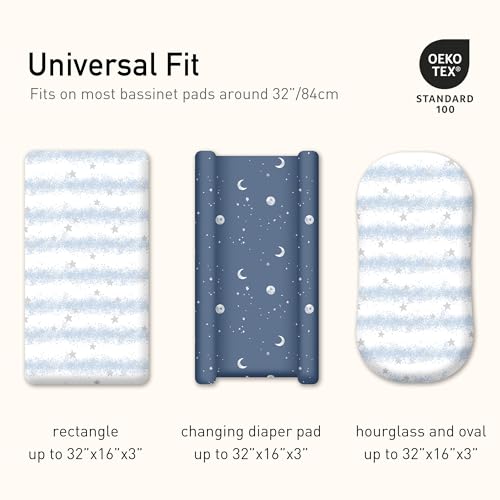Image of Gllquen Baby Bassinet Sheets 2-Pack for Baby Girl Boy Blue Star