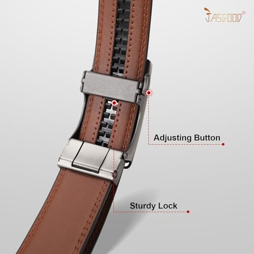 JASGOOD Mens Belt Leather Ratchet Belt For Men Automatic Ratchet Buckle 1 3/8" Slide Belt for Dress Pant2
