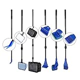 Aumotop Kit de Limpieza de Acuarios Herramienta Limpieza Algas para Peceras 6 en 1 Juego Herramientas Telescópicas con Largo para Pescaderías Fácil Instalar