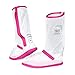 PERLETTI Couvre Chaussures Transparents Imperméables Résistants Réutilisables - Surchaussures Étanches Pluie Neige Boue - Détails Réfléchissants Semelle Antidérapante Renforcée (XS (33/35 EU), Fushia)