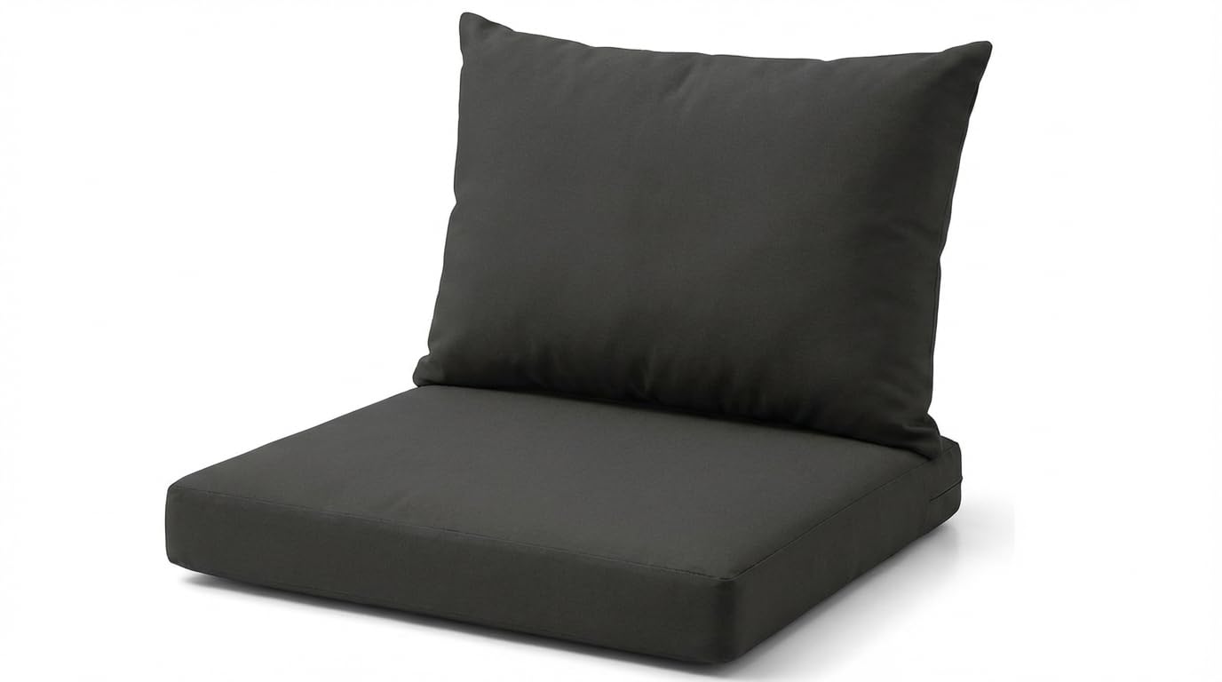 DREAMLAYER Rattan Garden Furniture Cushion Set – Outdoor Replacement Cushions for Patio Sofa & Conservatory – Water Resistant Covers (Charcoal, 6Pc (3x seat + 3x Back))