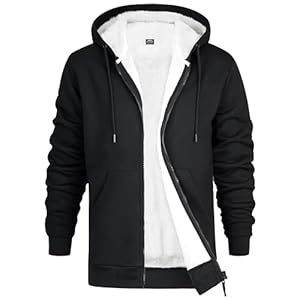 CityComfort Sweat à Capuche Homme Zippé Hoodie Pull Polaire Zippé Veste à Capuche Fourrée Blouson Doublé Vêtement Homme Hiver Chaud Tailles M-XXXL (Noir, M)