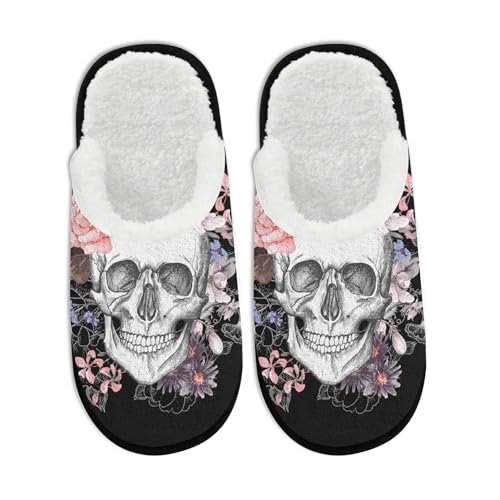 Halloween Holiday Slippers for Women Men Funny Pumpkin Ghost Spooky Spider Web Skeleton Bat Skull Witch Slipper Fall Winter Slip on Cozy Memory Foam House Shoes School Supplies Gifts