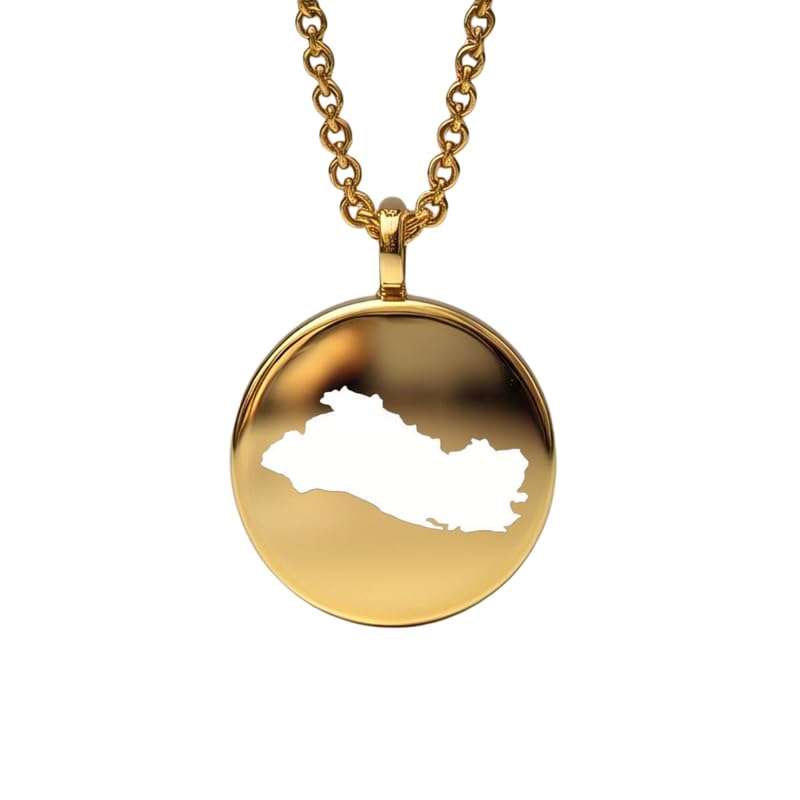 Pendentif carte du Salvador argent plaqué or, bijou voyage breloque Terre