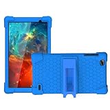 Transwon Portable Electronic Device Cover for QLINK Scepter 8 Tablet, Blue Silicone Case with Foldable Kickstand - Kid