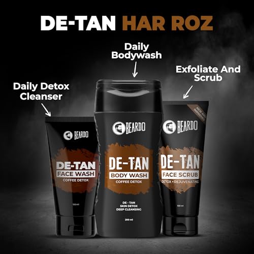 Image of Beardo Detan Combo For Men (Set of 3) | Detan Face Wash & Detan Scrub & Detan Body Wash with Powerful Coffee Extract for Tan Removal | Hydrates & Exfoliates Men's Skin for Oil Control