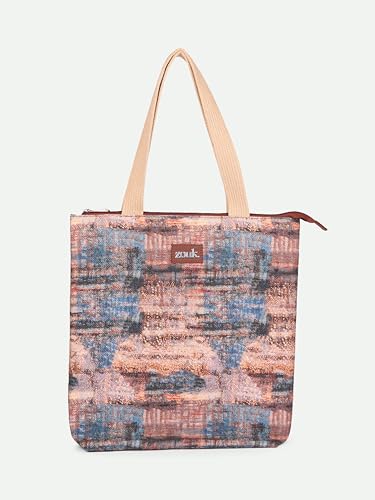 Image of ZOUK Ivy Tote Bag for Women | Handcrafted Jute Khadi with Vegan Leather Handles | Lightweight, Foldable & Travel-Friendly Everyday Carry Bag |