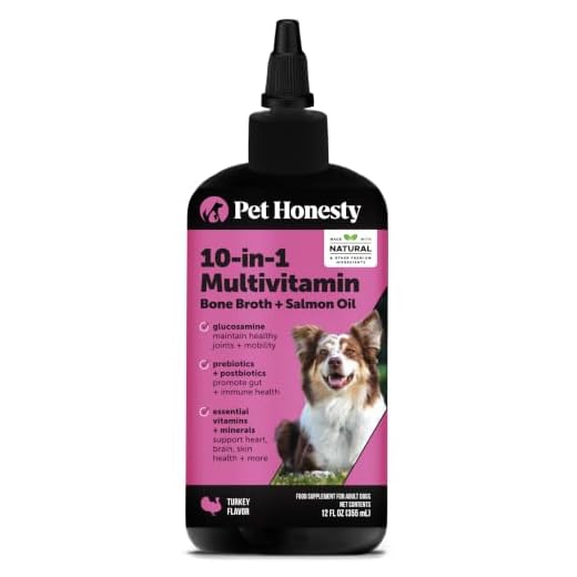 Dog Multivitamin Supplement with Salmon Oil for Dogs - Allergy Itch Relief, Digestion, Skin & Coat Health, Liquid Supplement - Dog Food Topper Bone Broth with Prebiotics (12 oz)