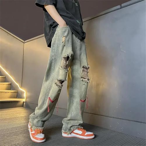 Men Wide Leg Denim Pants Korean Style Trousers Soft Jeans3