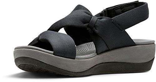 Clarks Women's Arla Primrose Sandal, black fabric, 9 Medium US