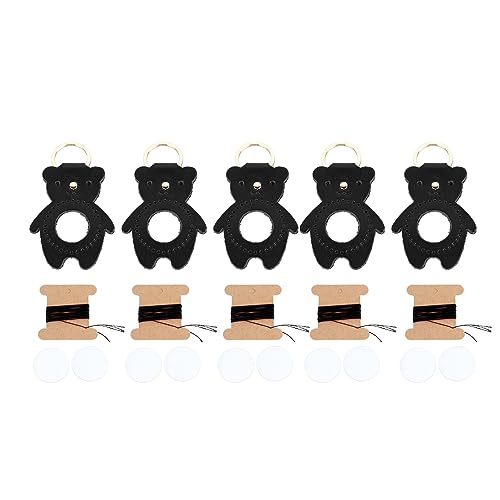 Porte-clés en cuir en forme d'ours pour fournitures artisanales DIY