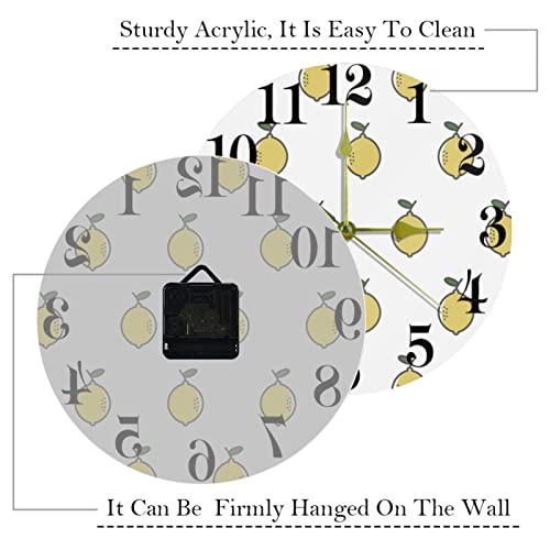 Horloge murale sans tic-tac ronde quartz décorative fruits