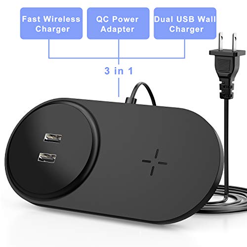 seenda Fast Wireless Charger with Dual USB, 26W Wireless Charging Pad with Built-in