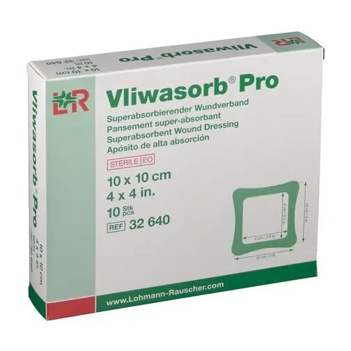 Vliwasorb Pro superchłonny opatrunek na ranę, 10 x 10 cm, sterylny, pojedynczo zaimpregnowany, 10 sztuk