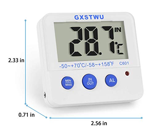 Fridge Freezer Thermometer Max/Min Memory Lxszrph High & Low Temperature Alarms Settings With Led Indicator Digital Refrigeration Thermometer With Magnetic,Stander (Whitemeter1Pack) #TOP5
