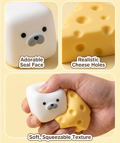 Image of 2Pcs Cheese Squishy, Taba Squishy, Dumpling Squishy-Stretchy Food-Shaped Sensory (White and Yellow)