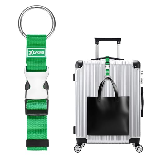 Image of M METERXITY 1-Pack Add A Bag Luggage Strap, Adjustable Suitcase Belt for Connecting Luggage /Backpack /Jacket, Carry Strap with Ring Buckle [Green]