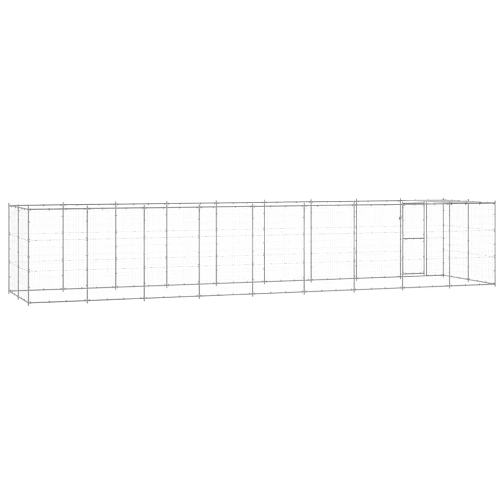Perrera para perros al aire libre con toldo de acero galvanizado de 21,78 m², plegable y ampliable, con sistema de cerrojo cerrable, protección segura para cachorros y perros en el jardín