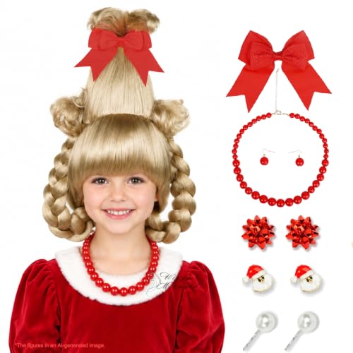 Blonde Braided Wig Christmas Costume Set for Halloween Christmas