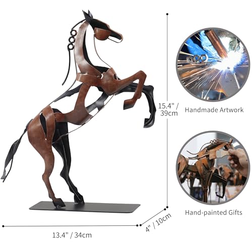 Estatua de Caballo de Metal Hecha a Mano y Pintada miniatura 2