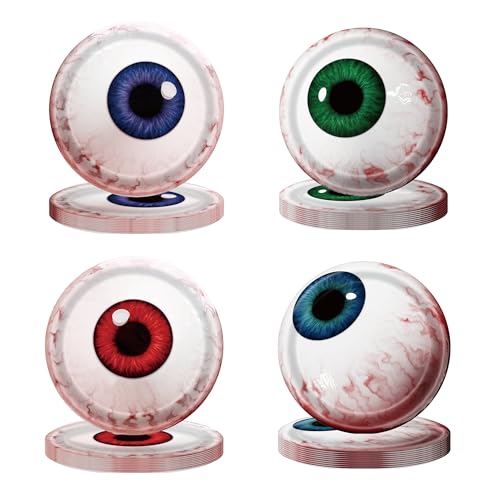 40Pcs Halloween Party Supplies Eyeball Paper Plates Halloween Sca...