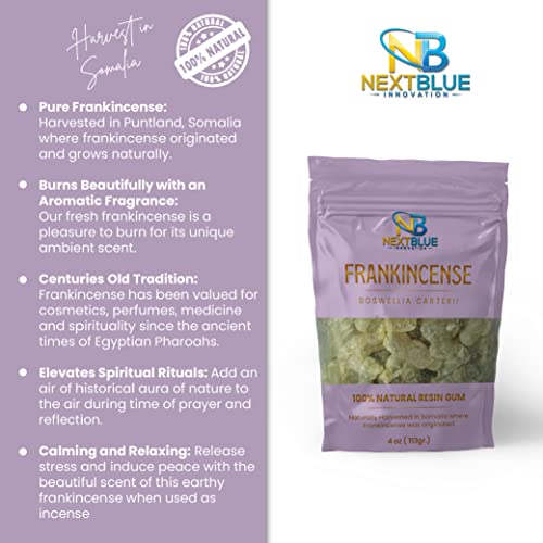 4Oz Frankincense Boswellia Natural Resin Gum For Incense - Harvested In Puntland, Somalia (Frankincense, Purple Pouch L Sizes) #TOP2