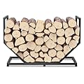 YENGOTH Firewood Rack Outdoor Indoor,31 Inch Firewood Holder,2.58ft Heavy Duty Metal Firepace Log Holder,Wood Storage Rack With Adjustable Feet?Black
