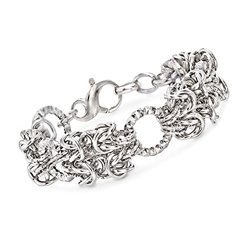 Ross-Simons Italian Sterling Silver Byzantine and Textured Circle Bracelet. 7.5 inches