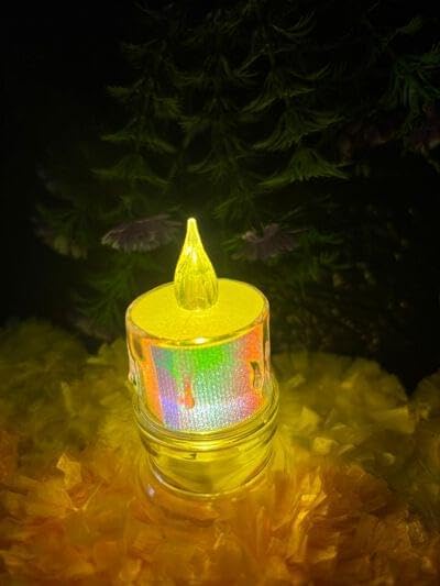 Image of Luxe LED Tea Light Candles | Flameless & Smokeless Diya | Decorative Acrylic Candle | Home Decor, Navratri Decor Items, Diwali Decoration Item, Room, Table, Pooja Room Decor (Yellow) | Popo Toys