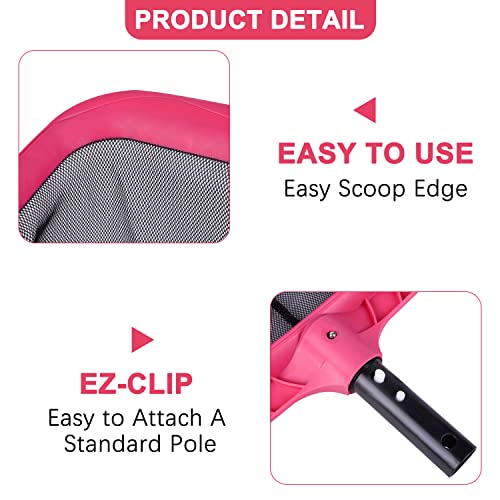 Professional Luxury Pool Skimmer/Pool Cleaner, Pool Leaf Net & Heavy Duty Reinforced Swimming Pool Deep-Bag Rake Net,Fine Mesh Net, For Outdoor & Indoor Swimming Pools,Hot Tub And Spas (Ruby Red) #TOP2