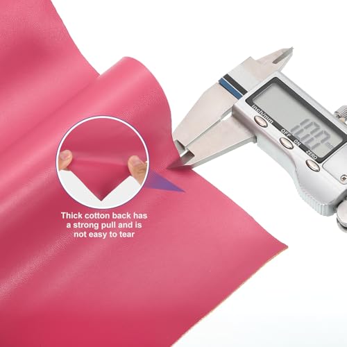 QUARKZMAN PU Kunstleder Stoff Nappa Prägung 0.4 Yards Länge 54x14x0.04 Weiches Synthetisches Leder Material Blätter 1mm Dick Für Taschen DIY Basteln Rosenrot