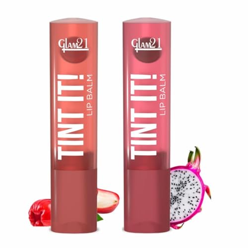 Image of Glam21 Tint it! Lip Balm | Everyday Hydration & Moisturized Lips with Vitamin-E, Shea Butter, Avocado Oil, SPF15 |Lip Care For Dry & Chapped Lip | 3.5gm Each | Combo Pack Of 2 (Rose Apple & Dragon Fruit)