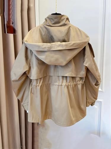 Women Solid Jackets Coat With Pocket Button Casual Coat Long Sleeve Zipper Drawstring Outwear3