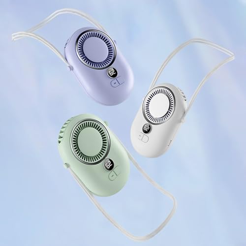 Marchfunny Ventilador portátil portátil con 3 velocidades de viento, pantalla LED, dispositivo de refrigeración multifuncional para viajes, trabajo y estudio (blanco 4000 mAh)