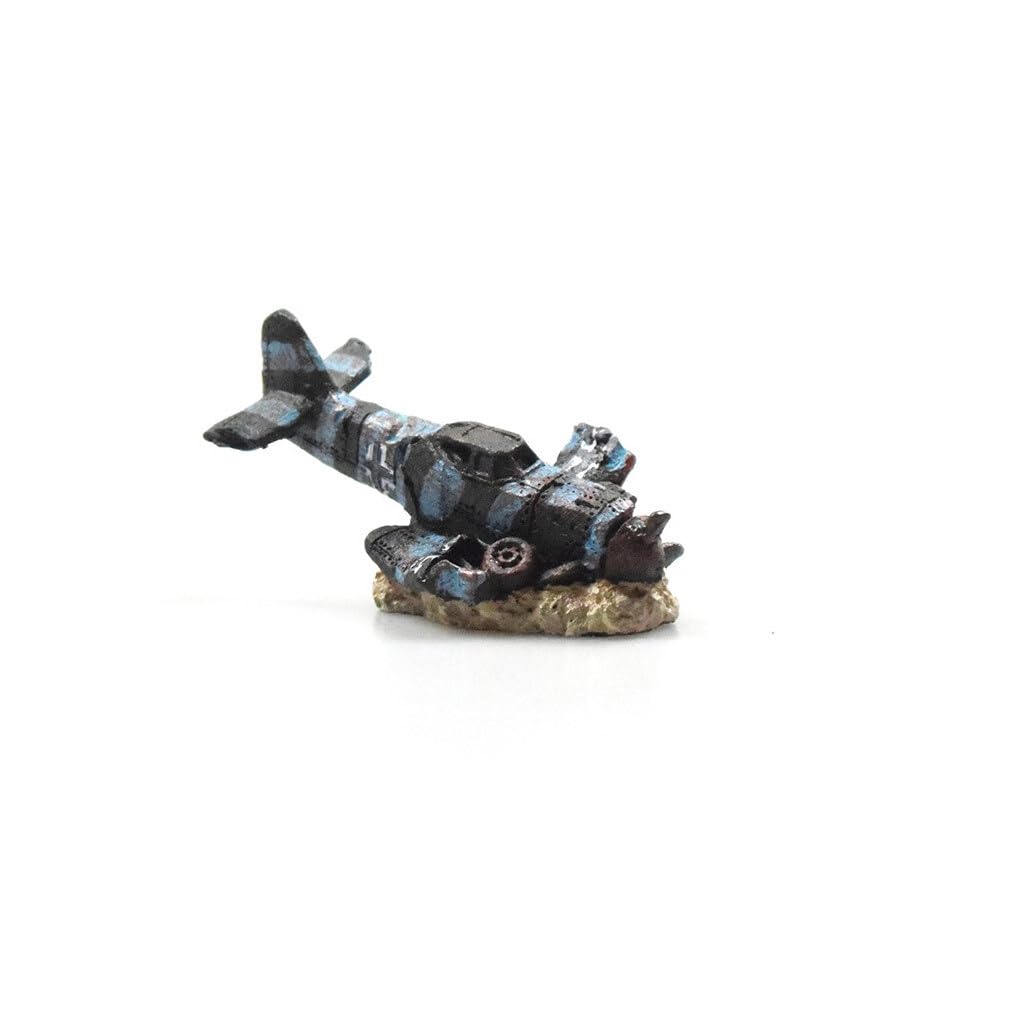 Zymoplas Reptile Terrarium Artificial Decorative Airplane Aquarium Cave Hideaway Plane Resin Decoration Ornament Accessory