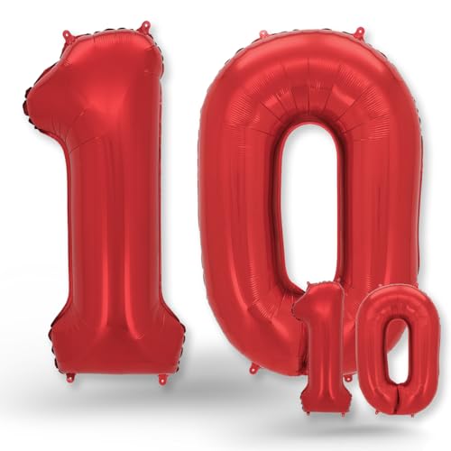 FUNXGO Globo Numero 20 rojo - 100 cm & 40cm - Globos de Cumpleãnos 20 - rojo globo 20 años cumpleaños - Decoracion 20 Cumpleaños - Adecuado para cumpleaños, fiestas sorpresas, fiestas