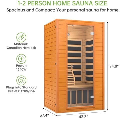 Image of Real Relax Sauna 1-2 Person Low EMF Infrared Sauna with Red Light Therapy