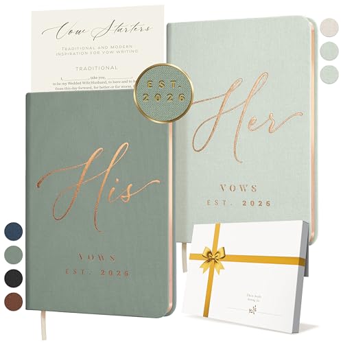 ARTESORI Custom 2026 Vow Books His & Hers - Mint & Sage Linen Wedding Vow Books Ideal as Accessories for Brides & Grooms, His & Hers Gifts - Wedding Registry Must Haves 2026 & Elopement Essentials