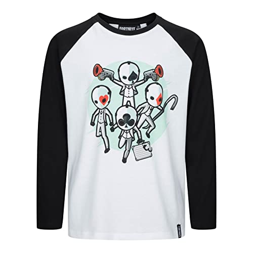 Wild Card Bunch Fortnite - Camiseta de manga corta de algodón, camiseta de videojuegos Battle Royale para niños y niñas, oficial, blanco, 11-12 Years