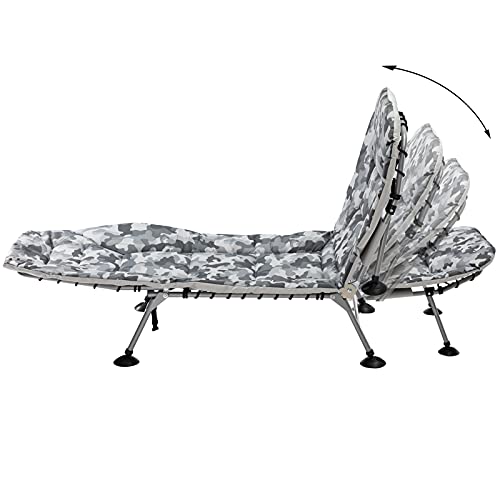 Abocofur Folding Portable Camping Cot For Adults 500Lbs, Utility Adjustable Sleeping Bed With Strong Steel Frame And 600D Oxford Fabric, Indoor&Outdoor Recliner For Travel, Office, Camouflage #TOP1