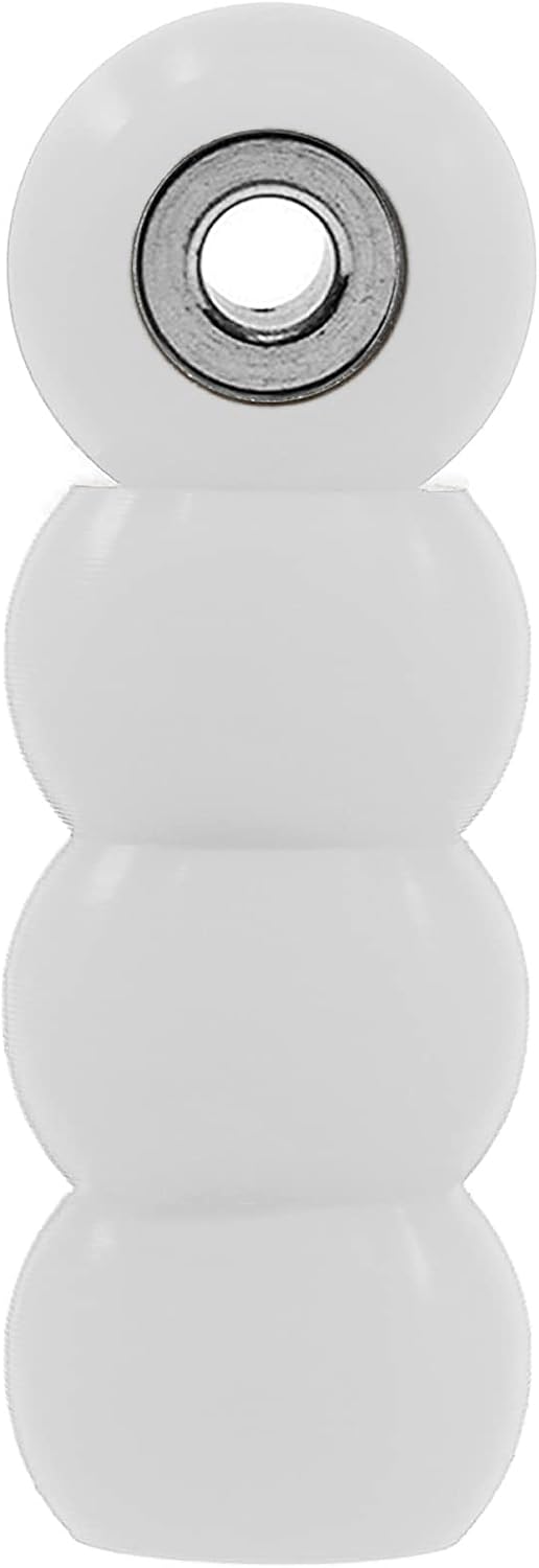 Teak Tuning Eco 85D CNC Poly Fingerboard Wheels - Rounded Shape, 7.5mm Dia., 5mm Wide - White Colorway