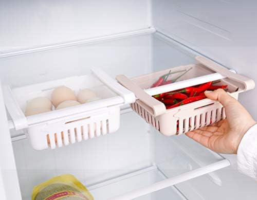 HapiLeap Retractable Drawer Organizer For Fridge, Refrigerator Storage Organizer Keep Tidy Shelf Organiser for Vegetables and Fruits (2 Pcs)
