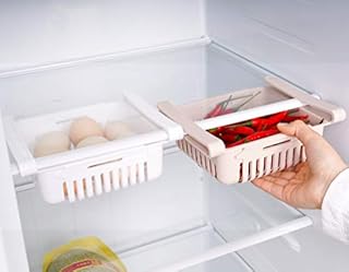 HapiLeap Retractable Drawer Organizer For Fridge, Refrigerator Storage Organizer Keep Tidy Shelf Organiser for Vegetables and Fruits (2 Pcs)