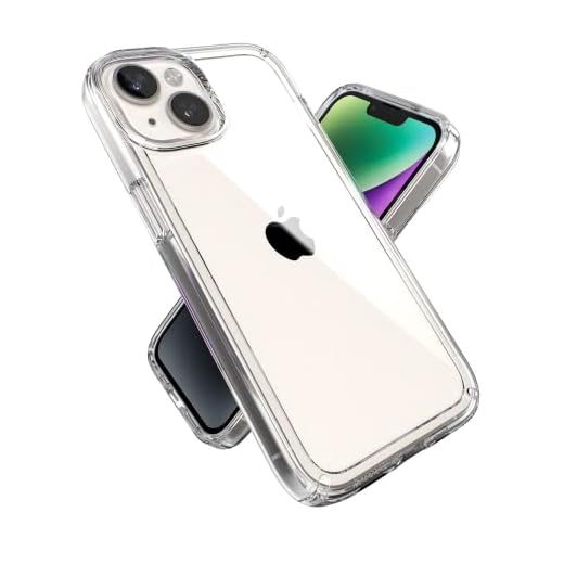 Speck Clear iPhone 14 & iPhone 13 Case - Drop Protection, Scratch Resistant & Anti-Yellowing Dual Layer Case for iPhone 14 & iPhone 13 Case for 6.1 inch Model - GemShell