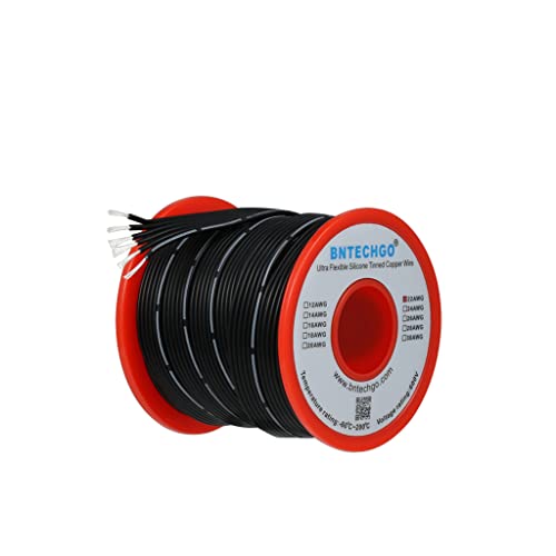 Câble ruban silicone 22 AWG noir BNTECHGO fil plat souple 7,6m