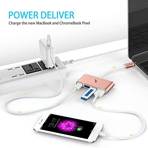 Image of Vaku Luxos USB Type C Hub QUARDO 4IN1 multiport USB 3.0 High-Speed Adapter Connector (5GBPS) Data Transfer Converter Extension Compatible with MacBook Air Pro, Laptop & Other Type C Devices