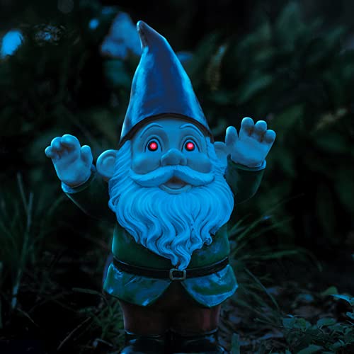 Gnomo de jardín solar Figglethorpe decorativo con luces nocturnas 4
