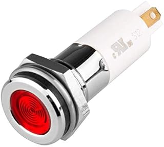 H12F-24R, High Intensity LED Indicator, 12mm Panel Hole, Flat Head Type, Red, 24V DC