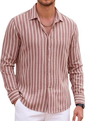 Image of Zombom Men's Regular Fit Vertical Striped Casual Shirt | Full Sleeve Cotton Blend Shirt for Men | Slim Fit Stylish Party
