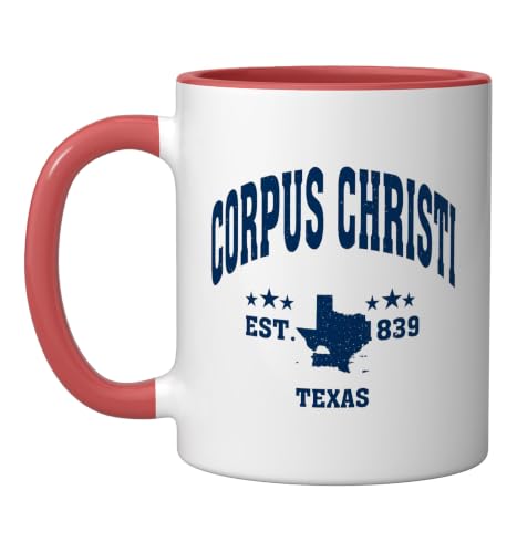 Retro Corpus Christi Texas TX Throwback Navy Athletic Ceramic Mug, Red/White